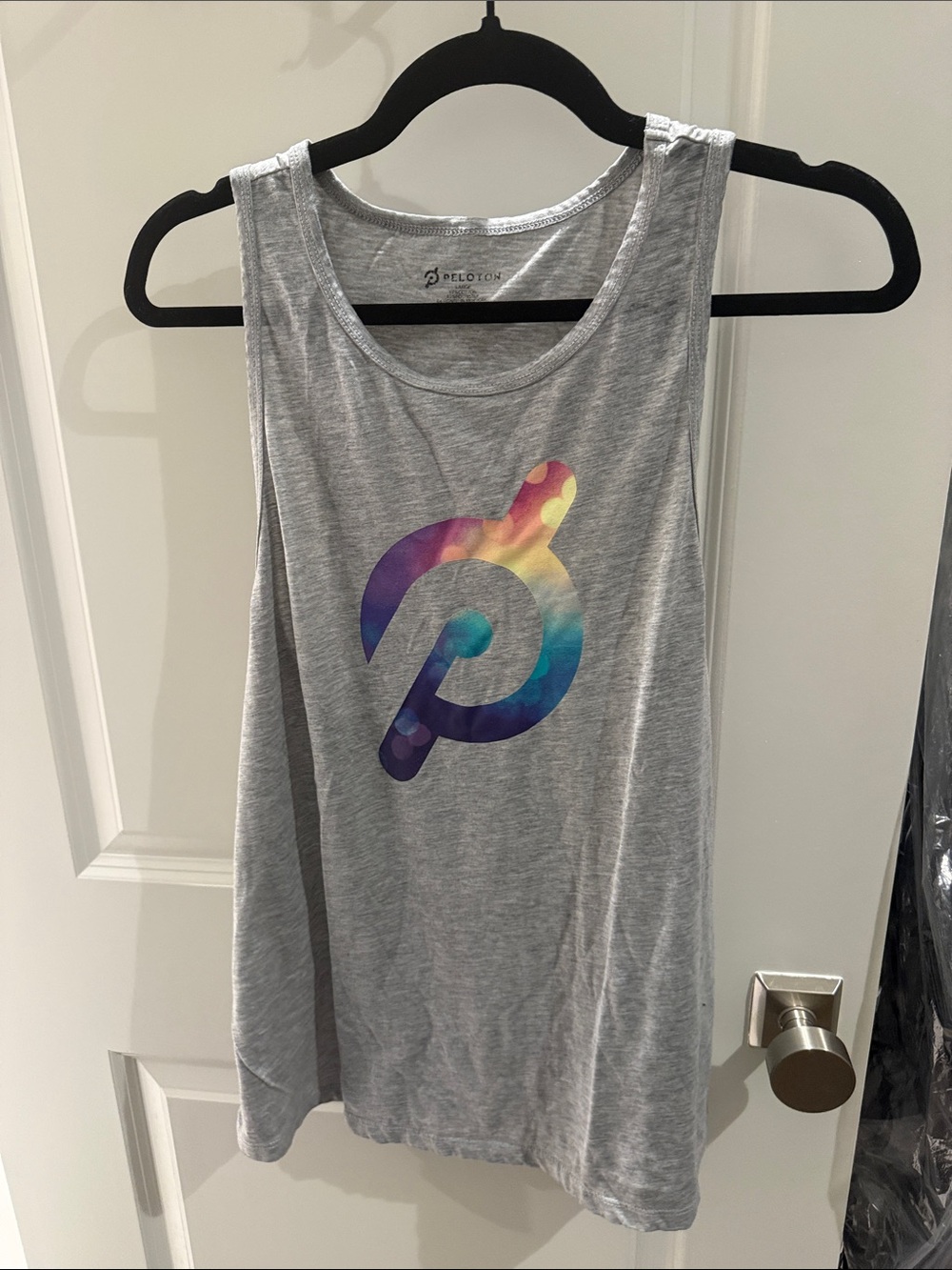 Peloton Gray Tank Top with Multicolor Gradient Logo